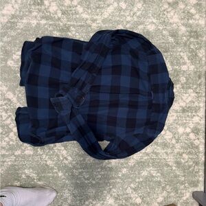 Denim & Flower Navy Plaid Casual Shirt